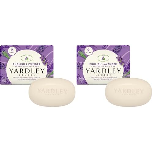Yardley London Nourishing Bath Soap Bar English Lavender, Calms & Soothes with Pure Lavender Extracts & Essential Oils 4.0 oz Bath Bar, 2 Soap Bars (Pack of 2)