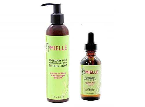 Organic Hair Styling Creme & Nourishing Hair Oil Set - Rosemary Mint