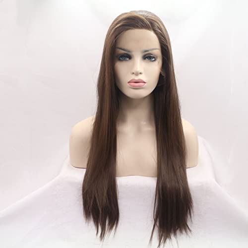 Long Silky Straight Brown Lace Front Wig 24 Inch for Women - Variation Brown