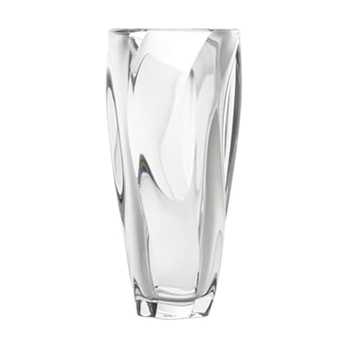 12-Inch Crystal Glass Flower Vase with Optical Twist Design