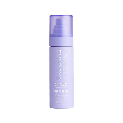 Naked Sundays Hydrating Glow Sunscreen Mist SPF 50 - Travel Size 75ml - Clear, Hydrating SPF Spray