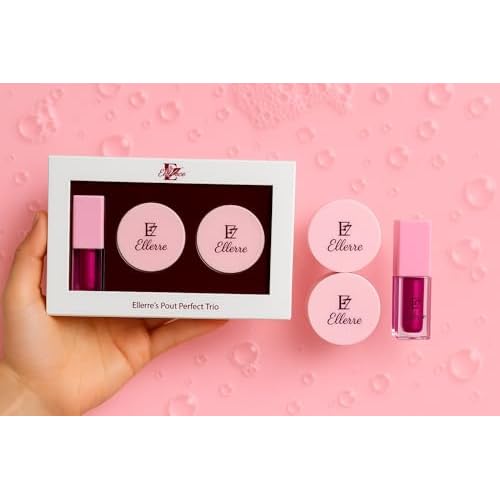 Ellerre Pout Perfect Trio, 3-Step Lip Care System with Scrub, Mask and Gloss, Hydrating and Smoothing Treatment