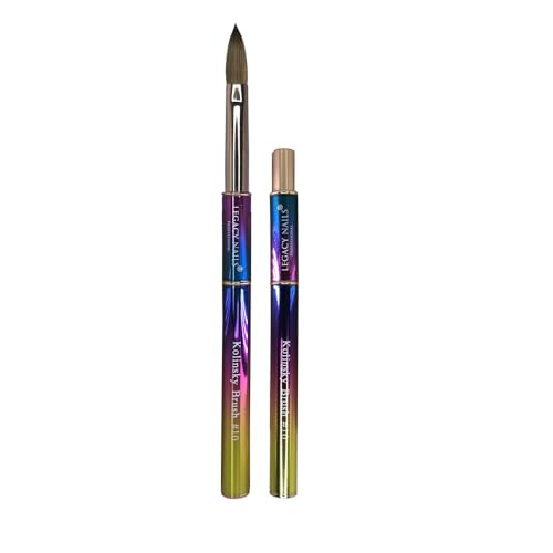 Legacy Nails Professional Multicolor Kolinsky Nail Brush #10 - Perfect For Sculpting Acrylic Nail Extensions Flexible bristles Light weight