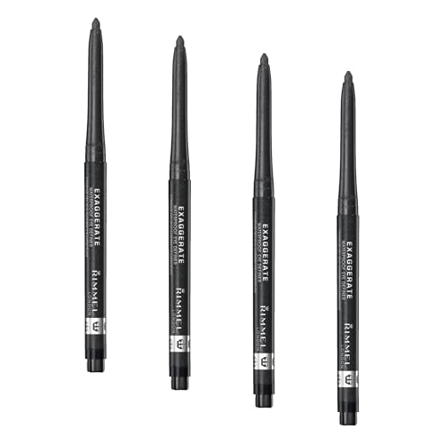 Rimmel London Exaggerate Waterproof Eyeliner Pack of 4, Starlit Black, 0.01oz