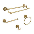 4 Pack Double Antique Brass Bathroom Accessories Set - Wall-Mounted Hardware