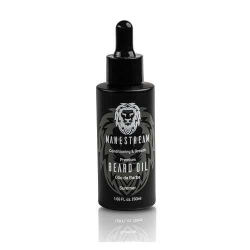 MAN & MANE Manestream Beard Oil for Men, Beard Growth Oil, Hair Growth Oil with Jojoba, Macadamia, Sunflower, Olive Oils - 50ml (Summer (Orange))
