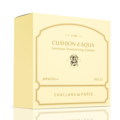 [CHALLANS de PARIS] Cushion de Aqua EX ? Dewy Glow Cushion Foundation, Natural Radiance & Hydration, Buildable Coverage, Lightweight Cream Texture, 23 Natural Beige, 0.53 oz