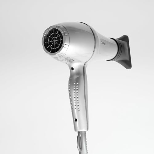Lightweight Ionic Ceramic Hair Dryer with Diffuser - Silver - 1875W Travel-Ready Dual Voltage
