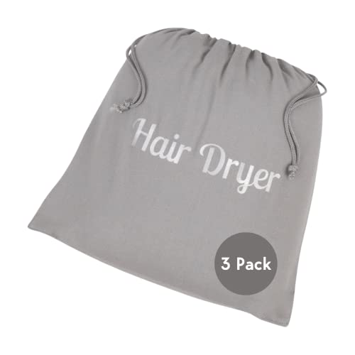 Hair Dryer Storage Bags - Grey 3 Pack for Home & Travel Organization