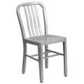 Set of 1 Silver Metal Indoor-Outdoor Dining Chair - Commercial Grade, Weather-Resistant