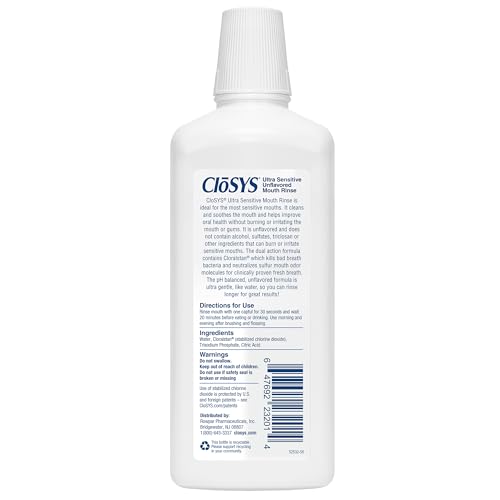 CloSYS Ultra Sensitive Alcohol-Free Mouthwash 32 Oz Pack of 2 - Gentle Oral Care
