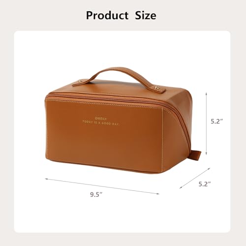 Omeily Travel Makeup & Toiletry Bag for Women C-Brown Large Capacity Organizer