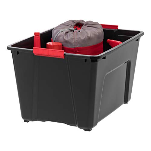 IRIS USA 6-Pack 54 Qt Black Storage Bins with Lids - Stackable, Durable Plastic