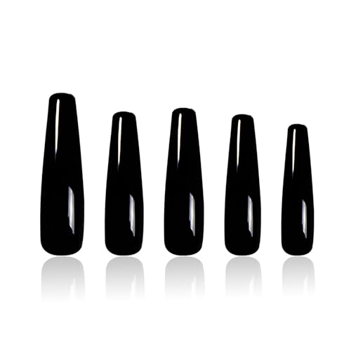 LOVFUL Press on Nails Red Sole Black Red | Handmade with Full Covered Crystals | Reusable Full Cover Nails | Coffin Mid length 1.7 in | H22-S