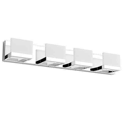LED Bathroom Vanity Light Fixture - Chrome 4 Lights Up & Down Wall Lamp with Acrylic Shades