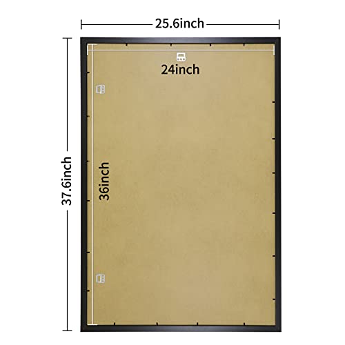 Black 24x36 Inch Poster Frame Pack of 3 - Wood & Plexiglass Wall Mount