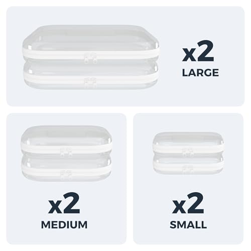 Extra Large 13.7" Durable Clear Hard Shell Zipper Case 6 Pack, 2x Large, 2x Medium, 2x Small, Clear Travel Makeup Case, Hard Plastic Travel Toiletry & Cosmetic Bag, Toy & Make Up Organizer Pouch
