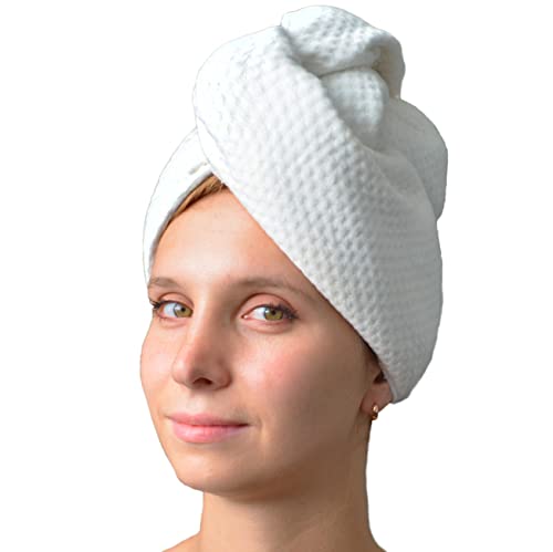 Beige Organic Bamboo Viscose Hair Towel for Curly Hair - Handmade, Sleep-In Plop Towel