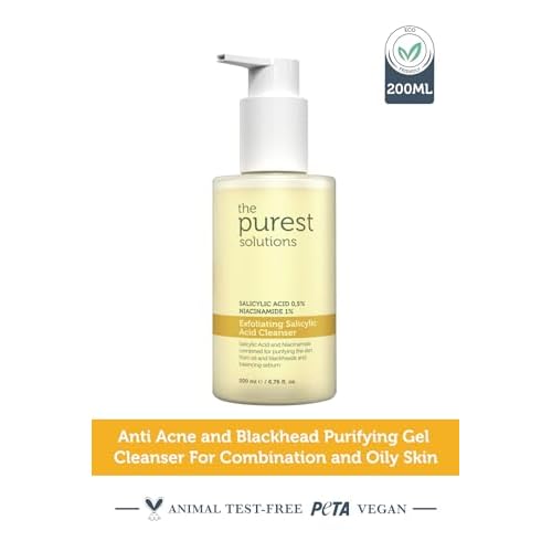 The Purest Solutions Exfoliating Salicylic Acid Cleanser Facial Cleanser (0.5% Salicylic Acid & 1% Niacinamide) - For Oily/Combination Skin - Reduces Pimples and Acne Prone - Vegan (6.76 fl. oz)