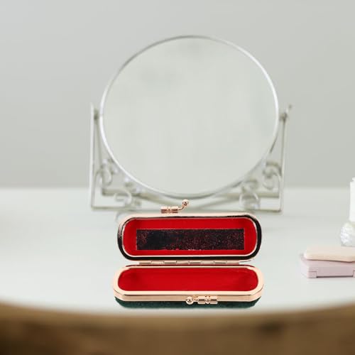 Cabilock Vintage Lipstick Box with Mirror Elegant Makeup Holder for Lipstick Lip Balm & Essential Oils Compact Travel Cosmetic Case