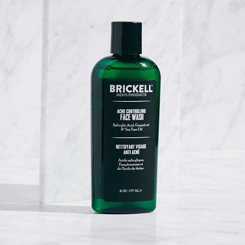 Brickell Men's Acne Face Wash with Salicylic Acid, Tea Tree Oil & Hyaluronic Acid - 6 oz