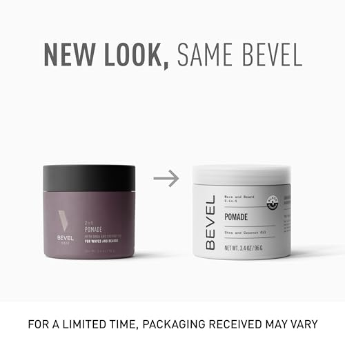 Bevel Beard & Hair Pomade with Coconut Oil & Shea Butter - 3.4 Oz Pack of 2