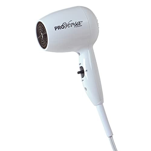 JERDON Compact Travel Hair Dryer White - 72-Inch Power Cord, 2 Speed & Heat Settings