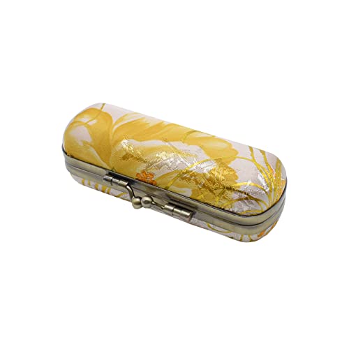 Ladies Floral Lipstick Case Holder with Mirror,Makeup Cases for Women (White)
