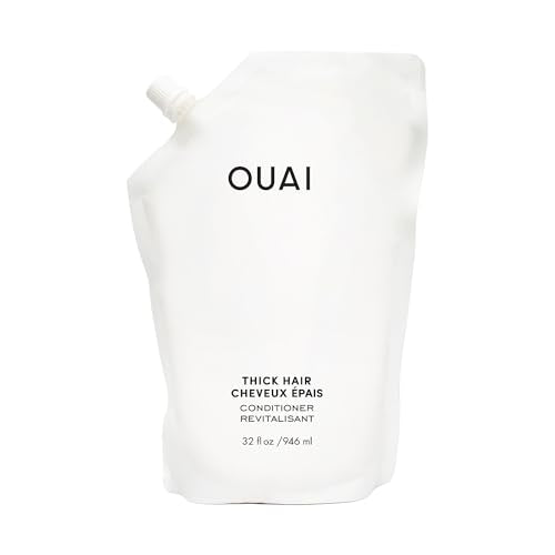OUAI Thick Hair Conditioner Refill - Moisturizing Conditioner for Dry, Frizzy Hair - Keratin, Marshmallow Root, Shea Butter and Avocado Oil - Paraben, Phthalate & Sulfate Free (32 Oz)