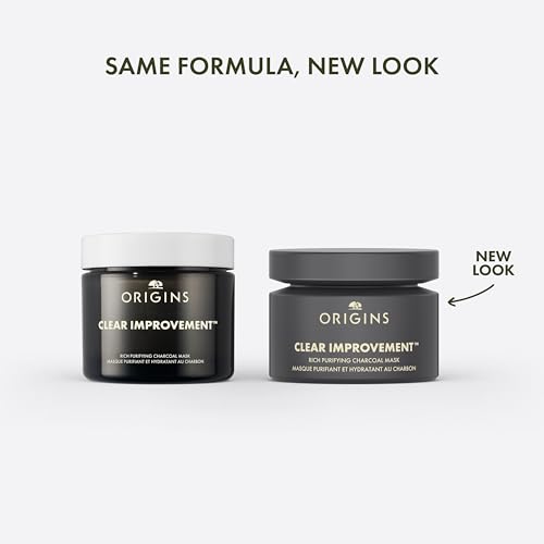 Origins Clear Improvement Rich Purifying Charcoal Face Mask | Purifies Dry Skin | With Bamboo Charcoal, Shea Butter & Clay, 2.5 Fl Oz