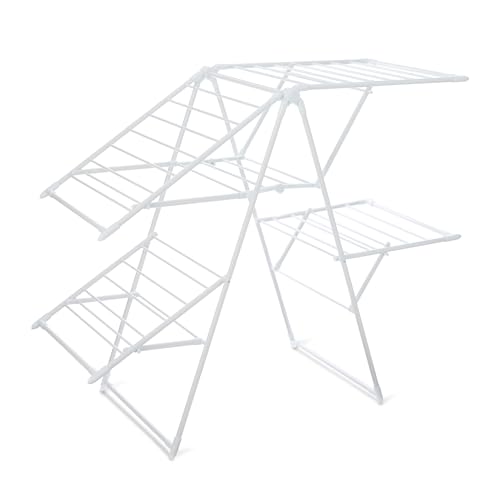 Foldable Space-Saving Metal Clothes Drying Rack 61x23.6x49.6 Inches, White