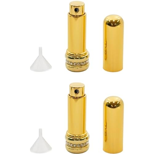Stephanie Imports Set of 2 Vintage Refillable Perfume Bottles (Gold Bedazzle)