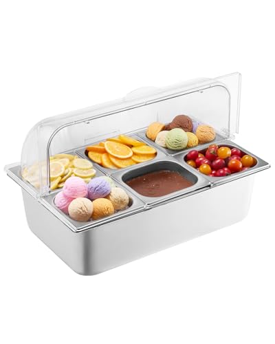 VEVOR 1.6L × 6 Countertop Food Serving Display Container with Clear Lid and Freezer Boxes