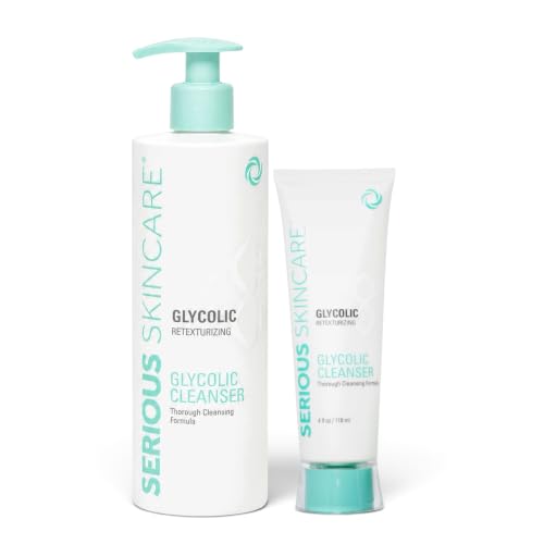 Glycolic Acid Facial Cleanser for Pore Purifying & Skin Exfoliation 12oz & 4oz