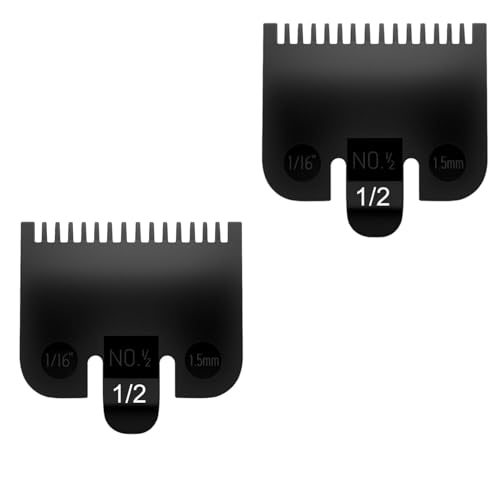 Compatible with Wahl 1/2 Clipper Guard,2 Pack Guards Replacement Fits for Wahl 1/16 Clipper Guard,Attachment Number #1/2-1/16''(1.5mm),Black.