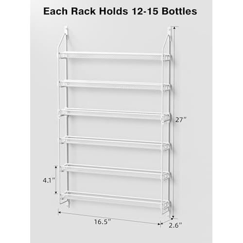 Nail Polish Organizer Wall Mounted, 6 Tier Metal Storage Rack Holds 90 Bottles, Multifunctional Organizer for Essential Oils Paint Perfume, White
