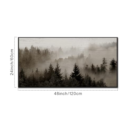 Large Forest Canvas Wall Art - 24x48 Inch Nature Landscape Print with Black Frame