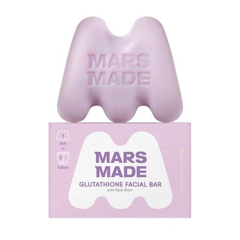 Glutathione Facial Bar with Rice Bran - Smoothing & Moisturizing Face Wash Soap Bar for All Skin Types - Vegan & Travel-Friendly Korean Skincare (95g, 3.35 oz)