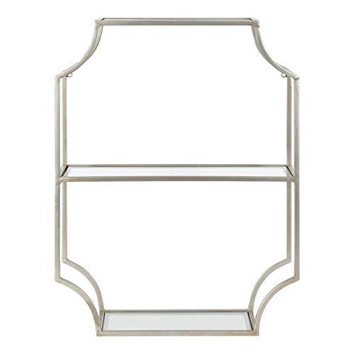 Kate and Laurel Ciel Silver Geometric Wall Shelf 18x24 - Modern Decor