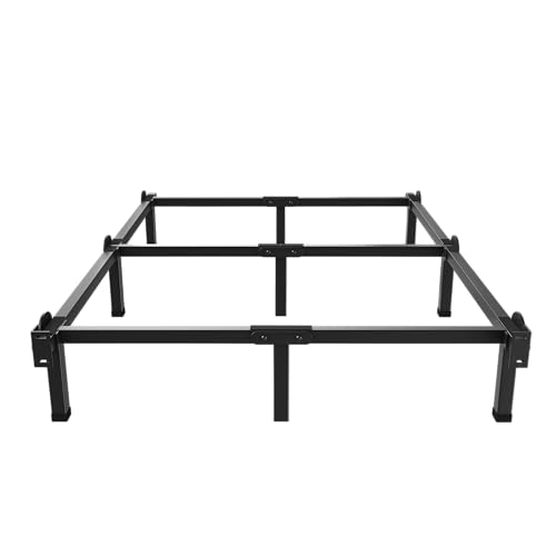 Superay Metal Bed Frame - Black King 8-Inch Bed Base with 9 Legs