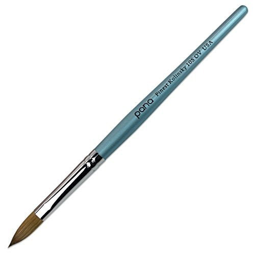 pana USA Acrylic Nail Brush100% Pure Kolinsky Hair New Teal Wood Handle with Silver Ferrule Oval Crimped Shaped Style (Size # 10)