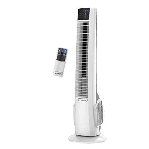 Lasko Oscillating Tower Fan with Remote Control for Bedroom & Office – 4 Quiet Speeds, 38" White, Model T38400