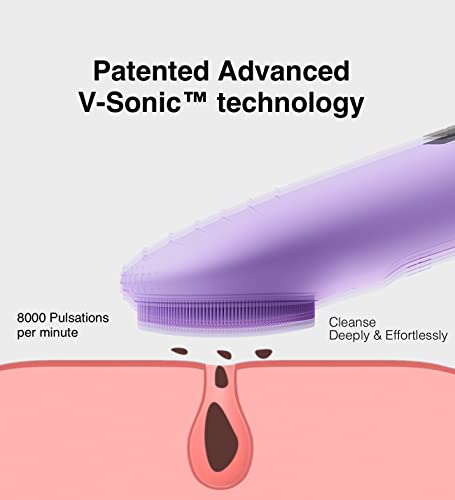 NgraCoola CLIE Violet Facial Cleansing Brush - Waterproof & Rechargeable, Gentle Exfoliating & Massaging Skin Care Tool