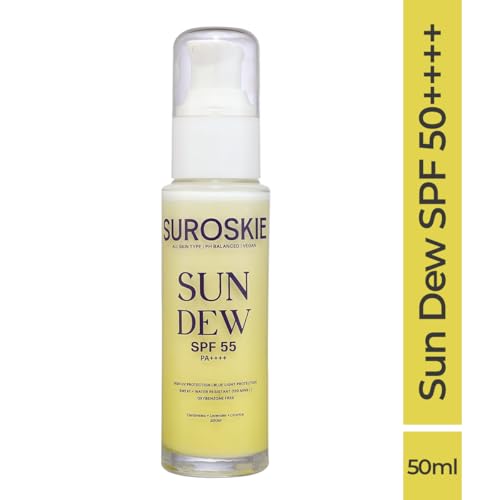 Sun Dew SPF 55 PA++++ Sunscreen, Water-Resistant, Lightweight Formula with Lavender and Niacinamide, 50ml