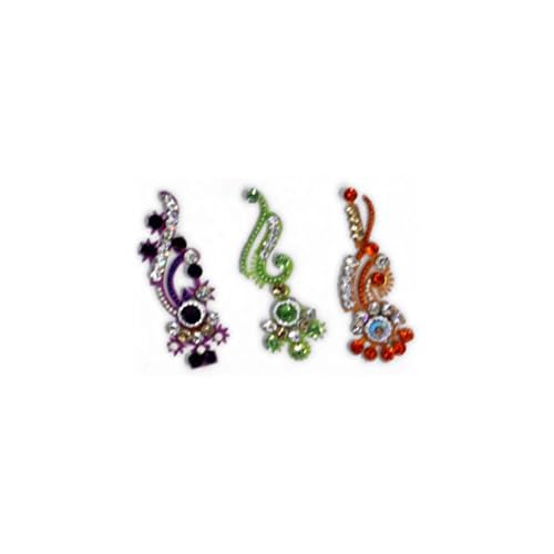 Bollywood Designer Bindis Premium Crystal Jewels Mettallic Bindi Stickers Tattoos Forehead Tika (Long)