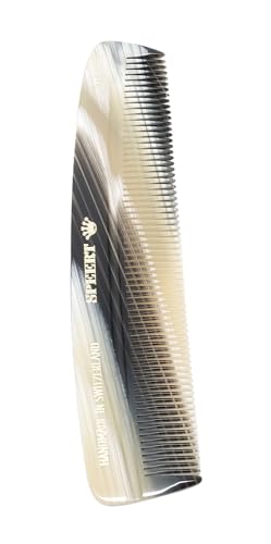 Speert 40-Mazzucchelli Swiss-Made Horn-Inspired Acetate Hair Comb Beige Grey for Styling
