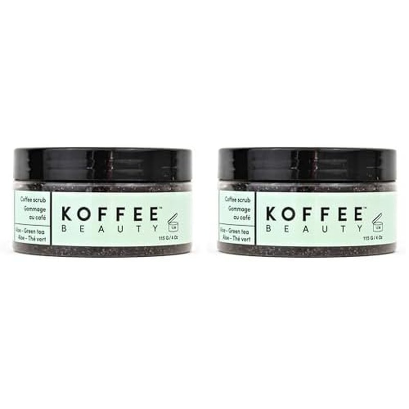 Aloe and Green Tea Coffee Scrub, 4 oz - Organic Exfoliating Body Scrub - Face Exfoliator with Soothing, Hydrating Oils - Restores Skin's Softness, Brightness - Fresh, Light Scent