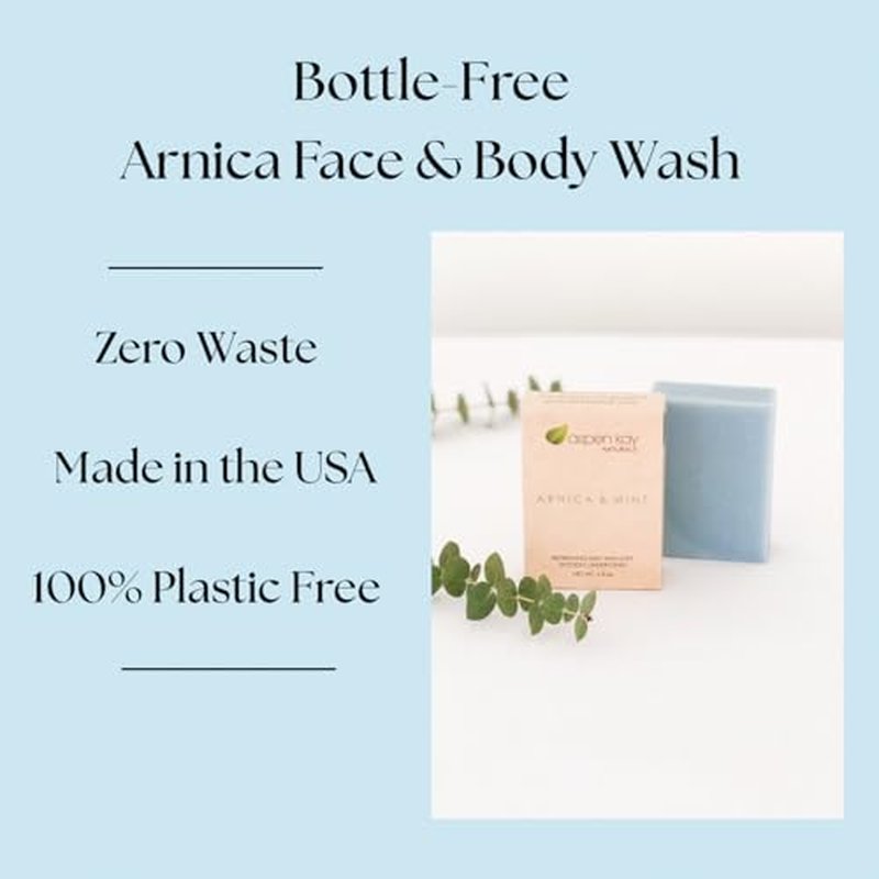 Aspen Kay Naturals Arnica Soap. With Organic Shea Butter, Arnica Oil & Pure Essential Oils. All Skin Types. Made in the USA. 4.5 oz Bar