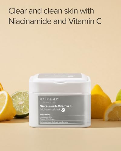Niacinamide Vitamin C Daily Sheet Mask Set - 30 Sheets with Tweezers - Brightening & Hydrating