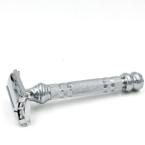 Parker 66R Butterfly Safety Razor Chrome 1 Pack - Medium Aggression, Includes 5 Blades